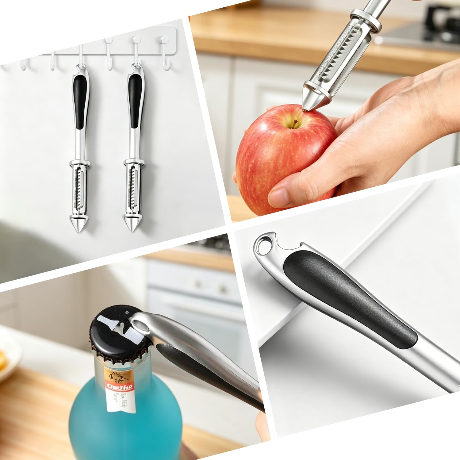 Multifunctional Vegetable Peeler with Julienne Blade, Cabbage Shredder for Kitchen Meal Prep, Stainless Steel Blade Non Slip Handle, Silver image 5