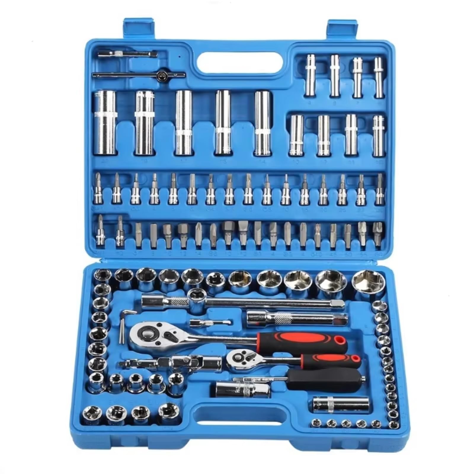 Maletín herramientas multiusos Juego Trinquete 108 Uds. Llaves Acero 1/4 Pulgadas Y 1/2 Pulgadas Herramientas + Caja Kits Herramientas Manuales Kit El Hogar Y El Coche DIY