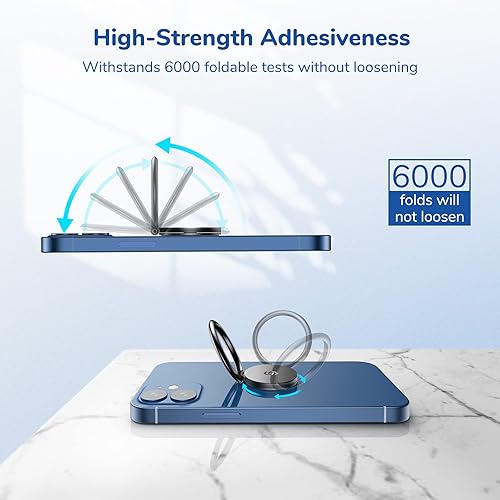 Vista 28 de Syncwire Cell Phone Ring Holder Stand, 360 Degree Rotation Finger Ring Kickstand Polished Metal Phone Grip for Magnetic Car Mount Azul