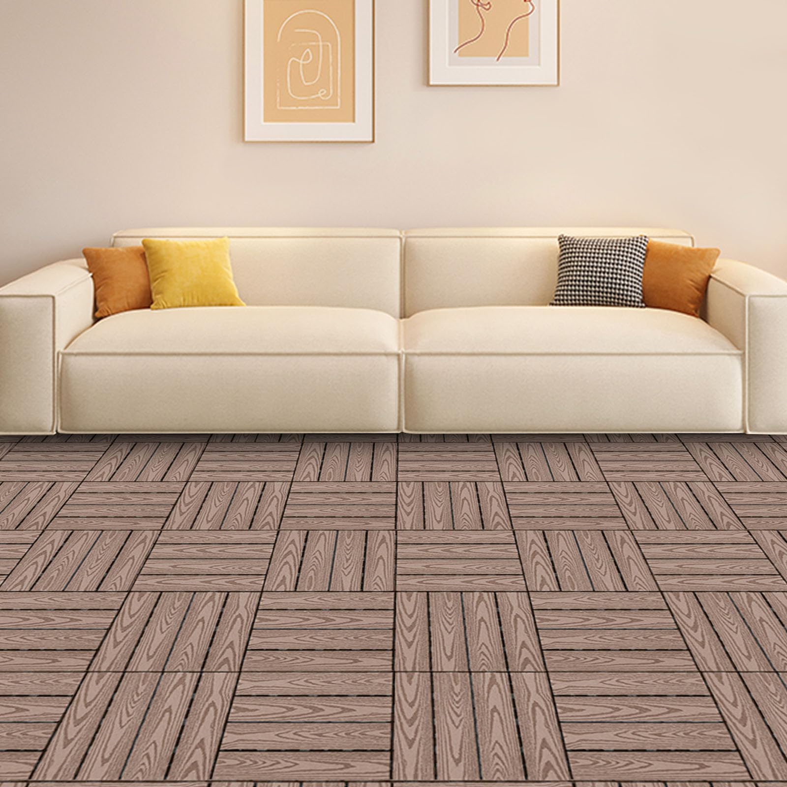 Baldosas de terraza de WPC, azulejos de clic para terraza y balcón, 30 x 30 cm, color marrón. Con drenaje, 22 unidades (aprox. 2 m²) como revestimiento de suelo resistente a la intemperie, para balcón