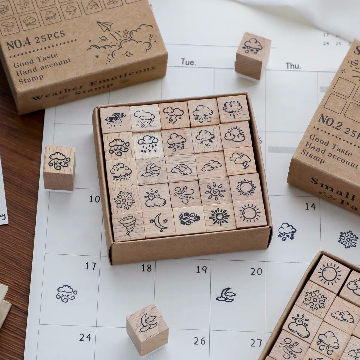 Weather Wood Stamps - 25 Mini Craft Stamps -2