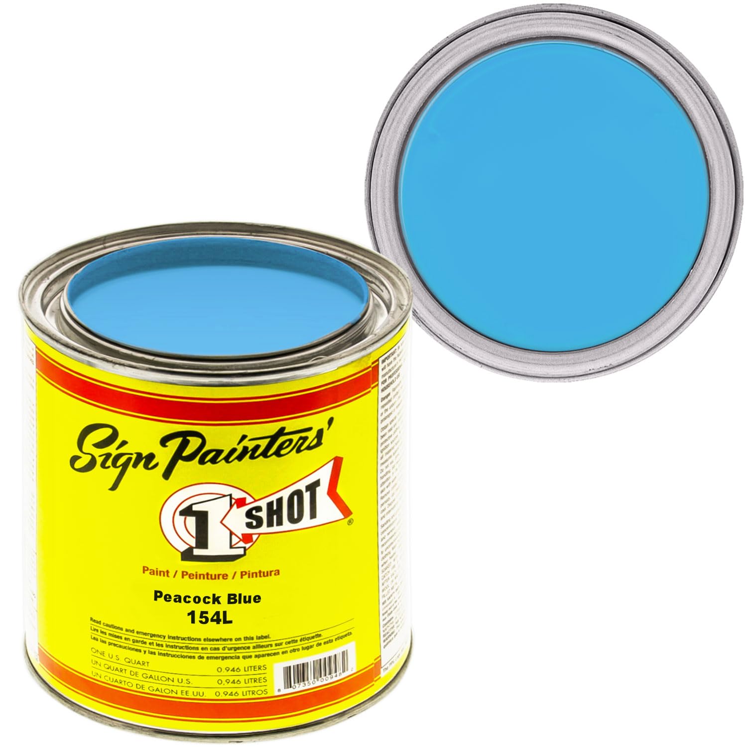 1 Shot Lettering Peacock Blue Pinstriping Lettering Enamel Paint, Quart
