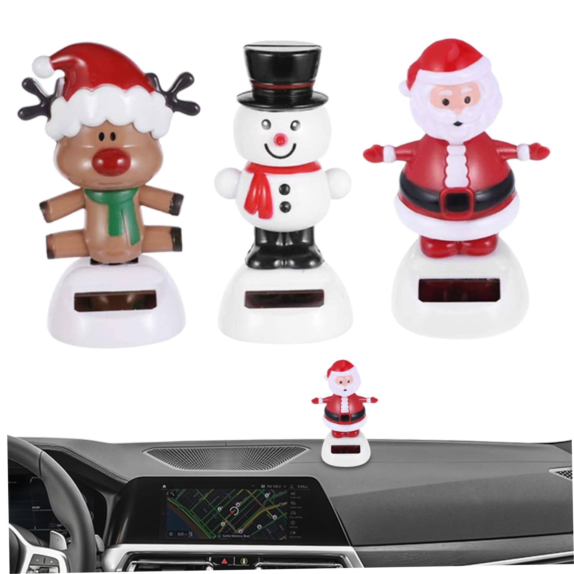 Solar Weihnachtsfigur Mit Beweglichem Kopf - Santa Auto Dashboard Deko Für Weihnachtsstimmung
