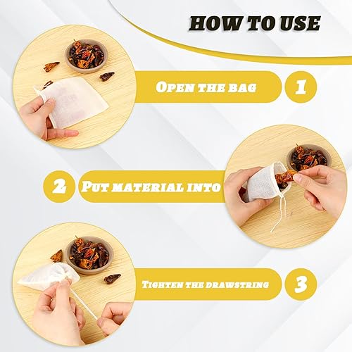 Miniatura 2 de Bolsas de especias para cocinar reutilizables, 30 bolsas de té de muselina con cordón, bolsas vacías de tela de queso para especias de 4 x 6 pulgadas