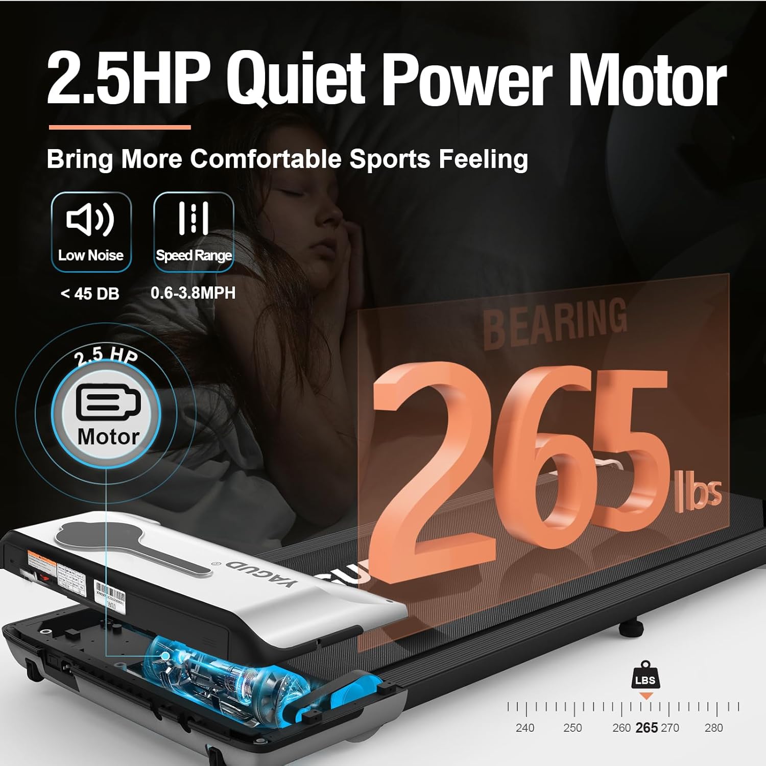 Under Desk Treadmill, Walking Pad with Remote Control, 2.5 HP Portable Walking Jogging Running Machine for Home Office, LED Display, Sliver