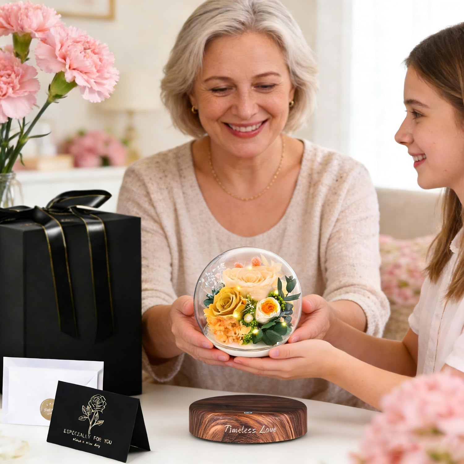 ASPMIZ Magnetic Levitation Forever Flower 2026 with LED Light Rotating Flower Sphere, Luxury Mother Day Flowers Gifts Box with Card for Mom Daughter Wife Grandma