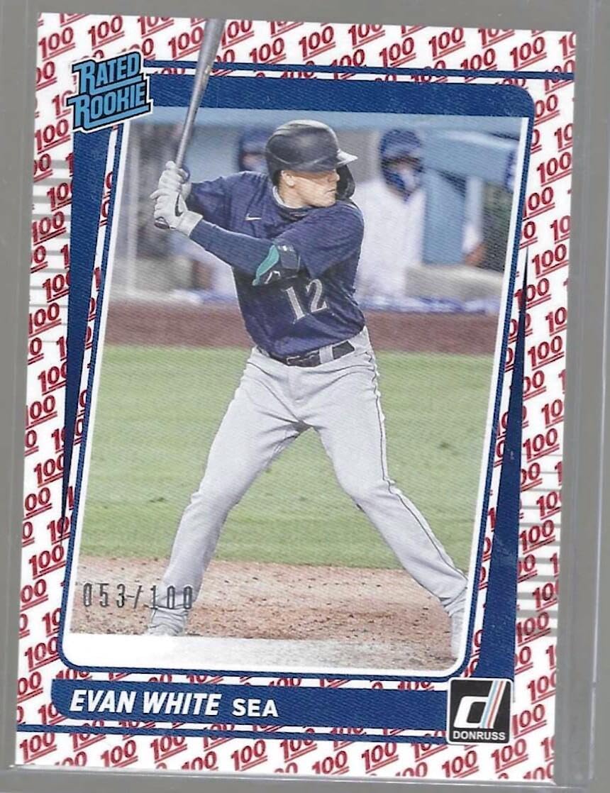 Evan White 2021 Donruss 100 Rated Rookie Rc #d 053/100 - Baseball Slabbed Rookie Cards