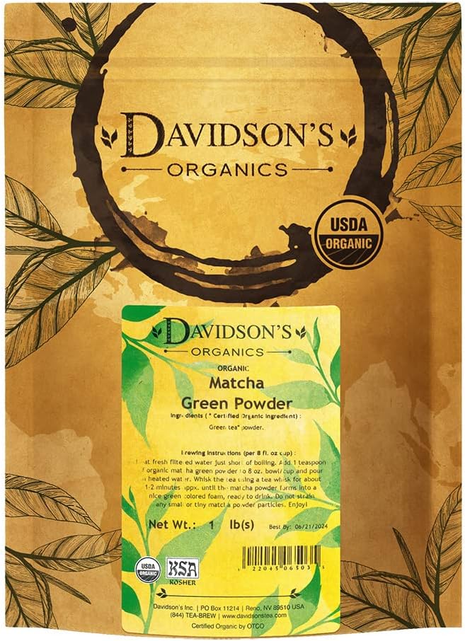 Davidson's Organics, Matcha Green Powder, Loose Leaf Tea, 16-Ounce Bag