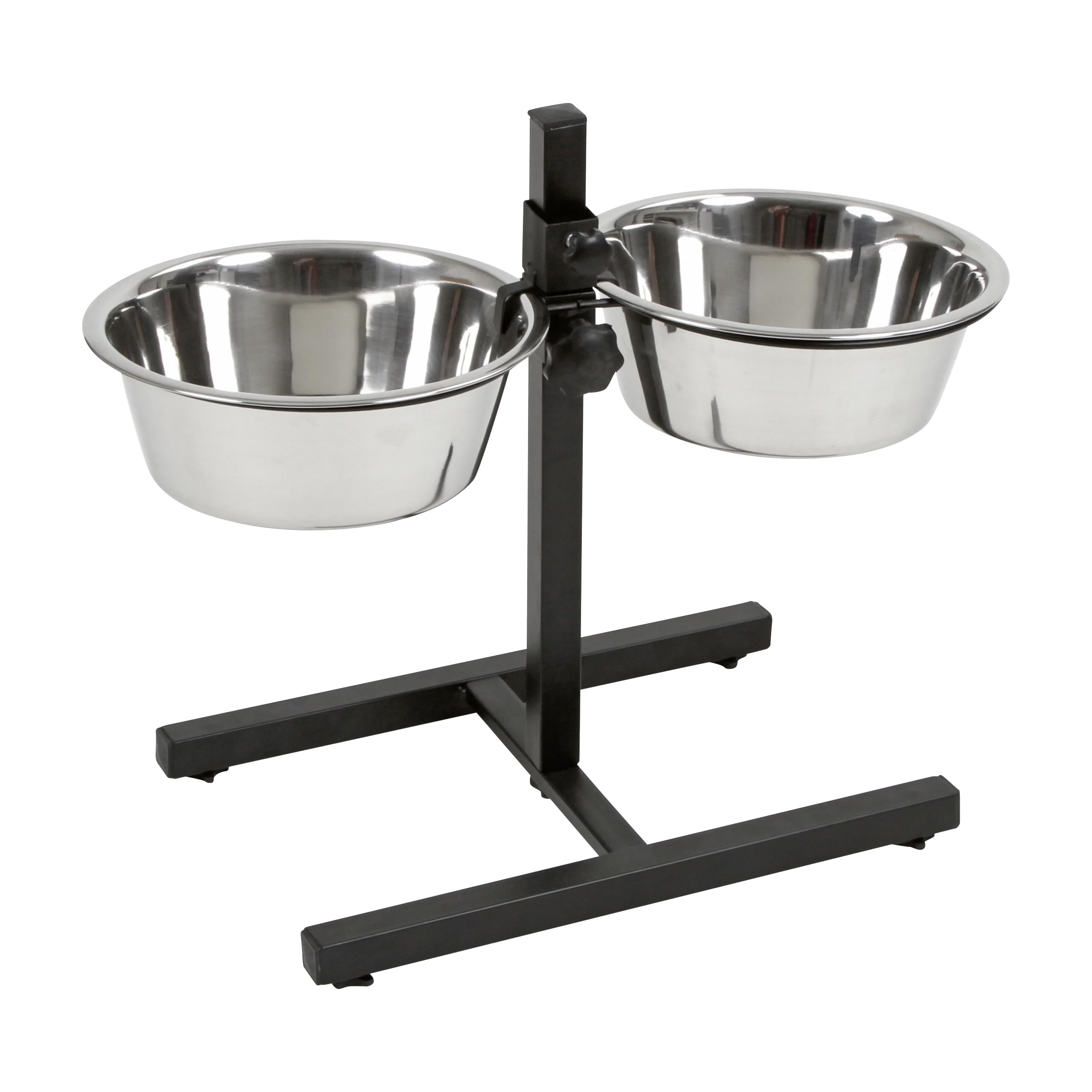 Kerbl Pet Futterbar, Hundenapf, schwarz, 54x27x43cm, 2x1800ml, Stahlgestell, Hunde, 2X Edelstahlnapf, stufenlos höhenverstellbar, erhöhter Futternapf