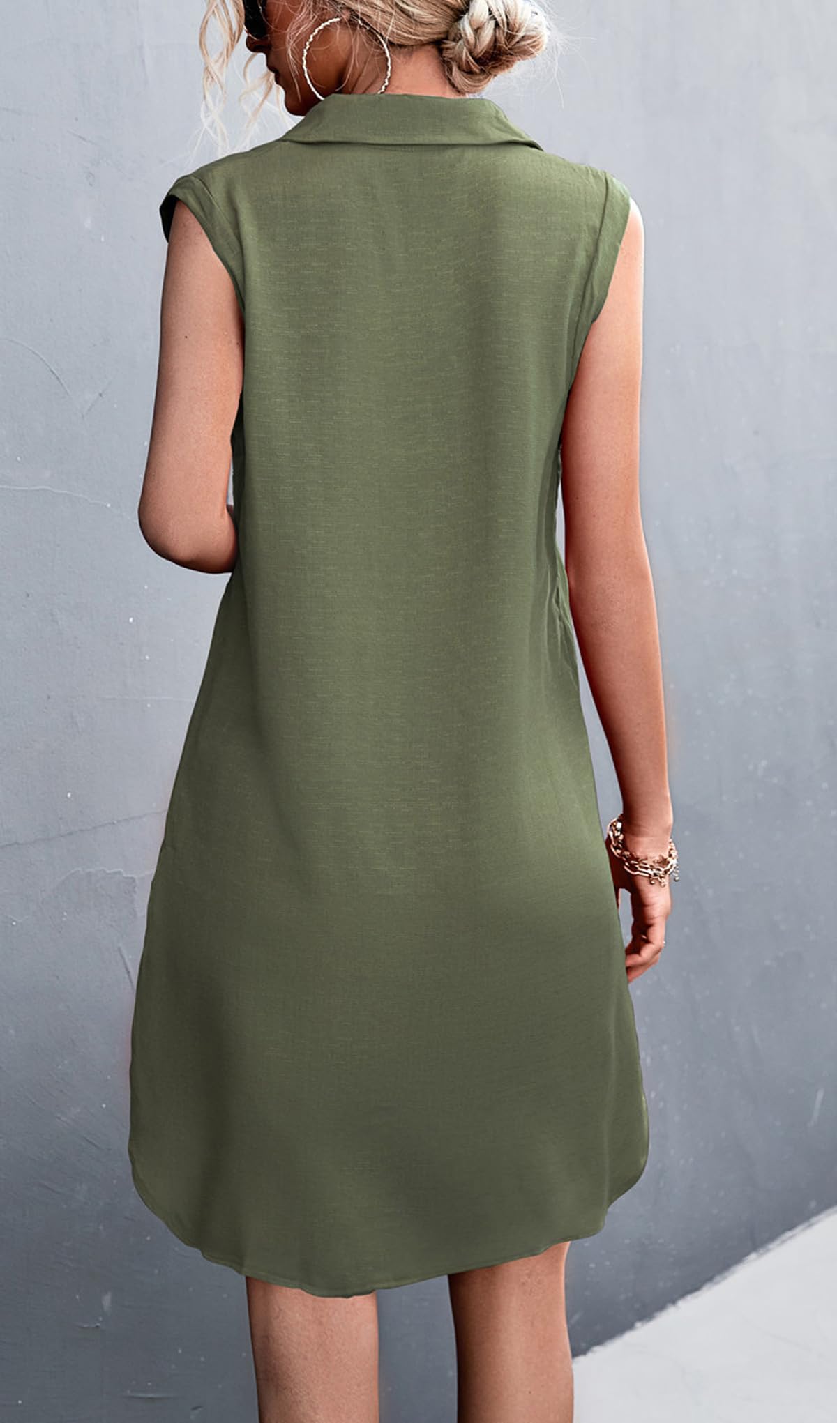 YUTILA Robe de plage d'été sans manches pour femme - En viscose et lin - Robe ample et aérée - Robe tunique pour les loisirs, les vacances et la plage