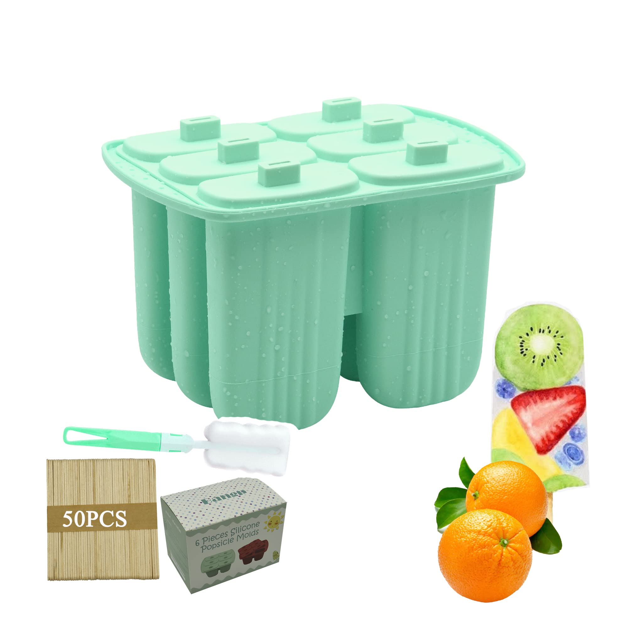 Lot De 6 Moules à Glace En Silicone Avec Bâtonnets - Sans BPA, Réutilisables, Pour Glaces Maison Faciles