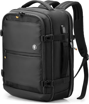 Swissdigital Design Travel Laptop Backpack 43l with USB Charging Port,TSA Friendly Flight Approved Carry-on Luggage Hand,Business Backpack,Large Weekender Bag Fits 17 Inch Laptop Black | SD1748-01