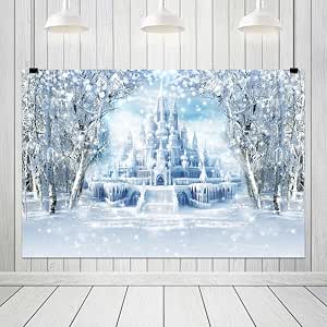 Amazon.com : ZJRBJB 10x8ft Winter Forest Castle Backdrop Frozen Ice ...