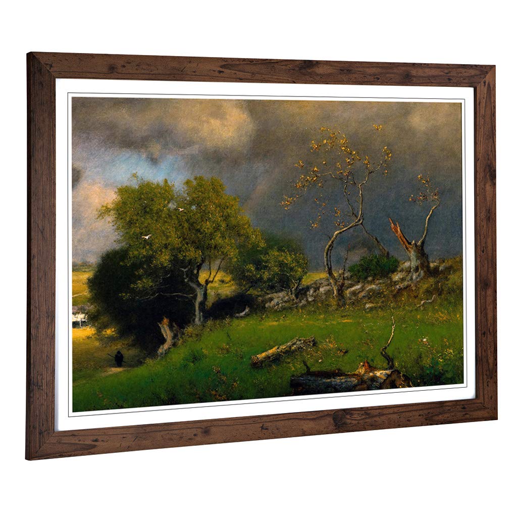 Big Box Art Framed Print of George Innes Landscape (2) Design | Wall Art Picture | Home Decor for Kitchen, Living, Dining Room, Bedroom, Hallway, Office, Walnut, A2 / 24.5x18 Inch / 62x45cm