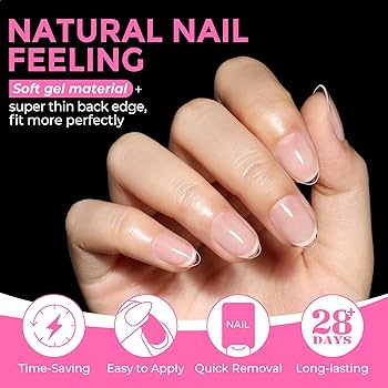 ÖHana nail UNA GELLA Extra Short Almond Nail Tips 216Pcs Gel Nail Tips