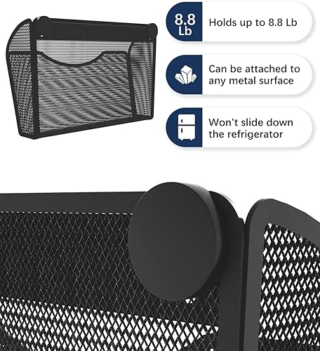 Miniatura 2 de Vdamu Paquete de 2 soportes magnéticos para archivos de 1 nivel, organizador de archivos de instalación sin perforación, soporte magnético de gran