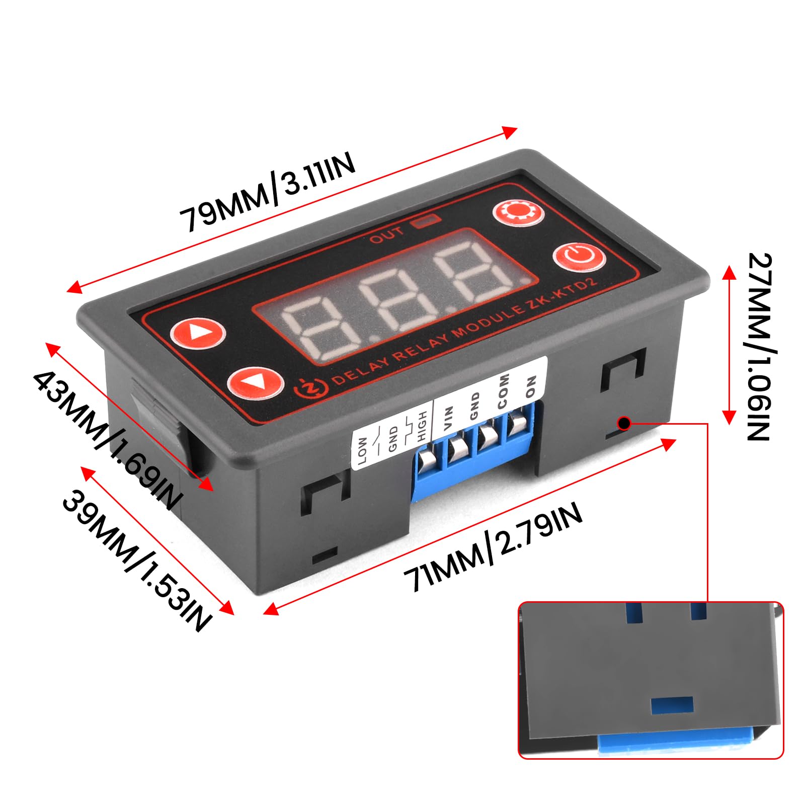 Przekaźnik czasowy DC 5V-30V Programowalny moduł przełącznika przekaźnikowego Wyświetlacz LED Cyfrowy cykl czasu 0.1s-999mins Sterowanie ON-Off dla lekkiej pompy wodnej silnika