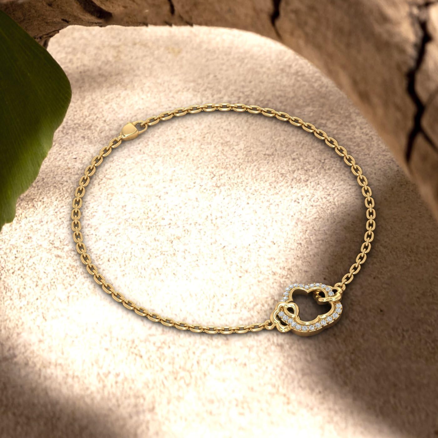 1/10 Carat Natural Diamond Flower Chain Bracelet for Women in 925 Sterling Silver or in 18K Yellow Gold over Sterling Silver (6.5 Inch to 8 Inch)