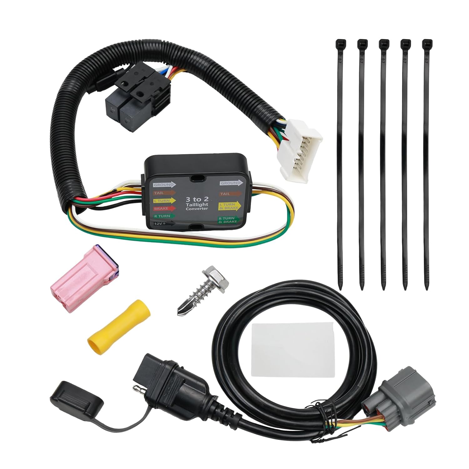 56170 4-Pin Trailer Wiring Harness Compatible with Honda Pilot 2012 2013 2014 2015 Towing Hitch Harness Vehicle-Side Custom