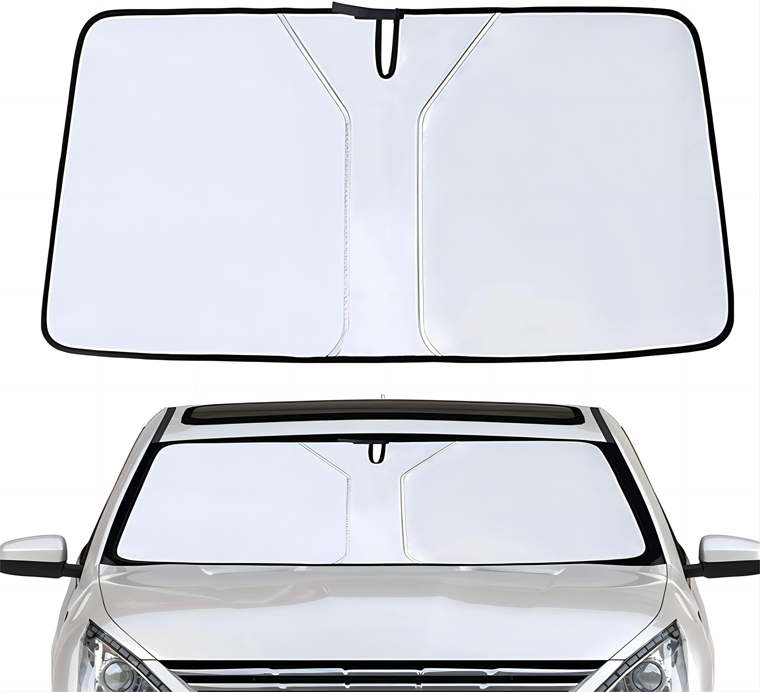 YJTYC Car Windscreen Sun Shade for Peugeot 3008 2017+, Inside Front Windshield Visor Anti-Sun Shield Sunscreen Interior Accessories Foldable,B-Silver