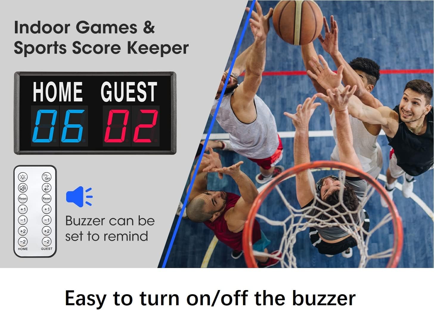 Electronic Score Keeper Scoreboard with Remote for Cornhole Basketball Ping Pong Table Tennis Badminton Volleyball Baseball