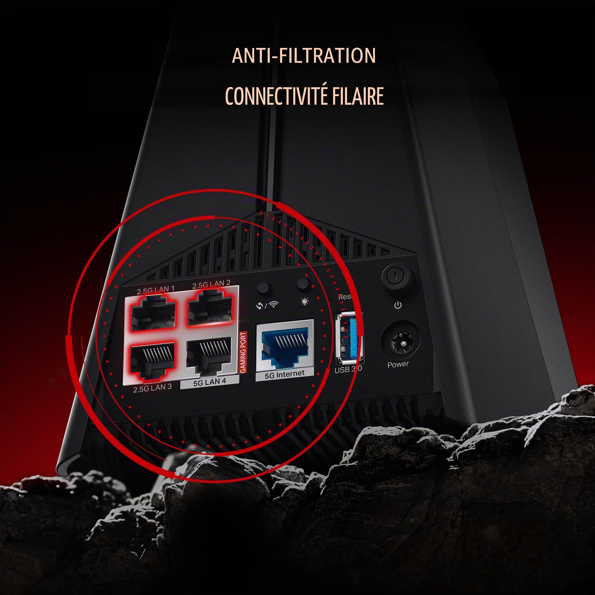 TP-Link BE11000 Tri-Band WiFi 7 Gaming Routeur Archer GE650 | 6-Stream 11Gbps Supporte 320MHz | 2×5G + 3×2.5G Ports USB 3.0 | Accélération de Jeu, Port dédié et Panneau pour Jeux