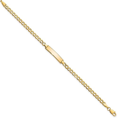 Miniatura 3 de Pulsera de oro amarillo de 14 quilates con eslabones cubanos personalizados 70in grabado y caja de regalo