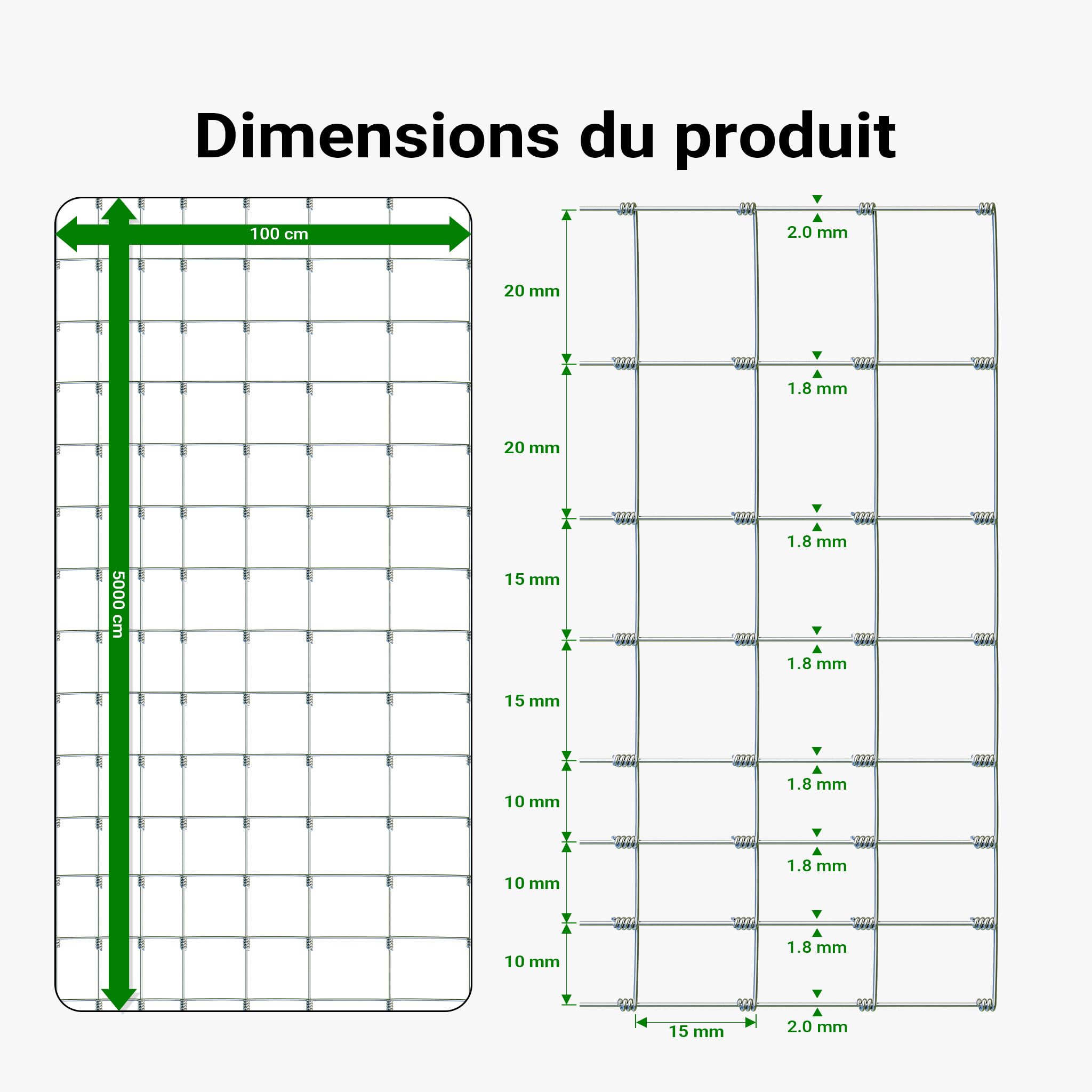 Wiltec Grillage contre gibier - 50 m x 100 cm - Clôture en fil de fer 100/08/15 - Grillage noué Agricole Sylvicole Jardin Agriculture Sylviculture Potager Viticulture