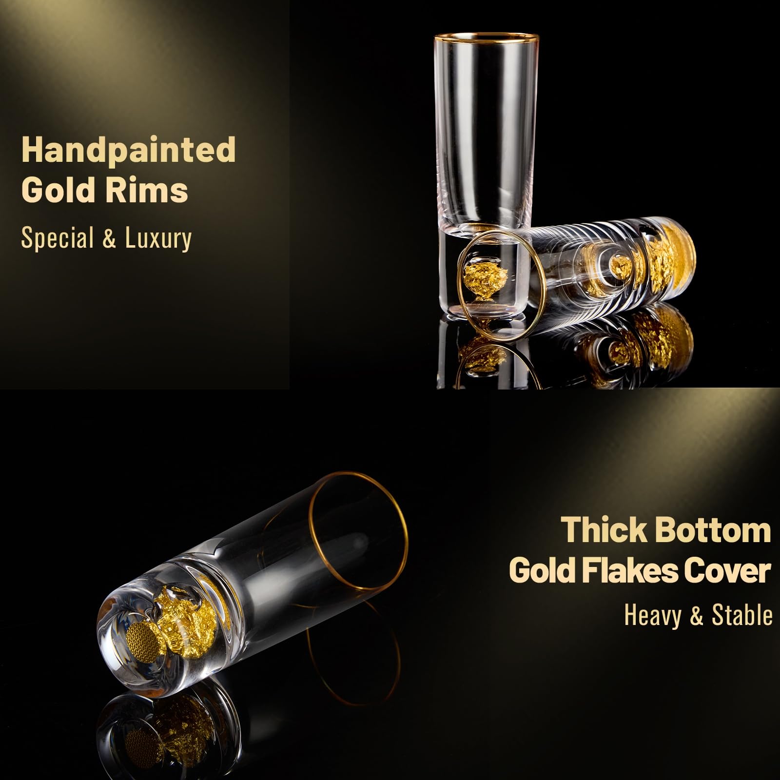 DUJUST Crystal 60ml Shot Glasses Set, Cool & Tall Shot Glasses Set Decorated with 24K Gold Leaf Flakes, BPA-Free & Lead-Free - Image 4