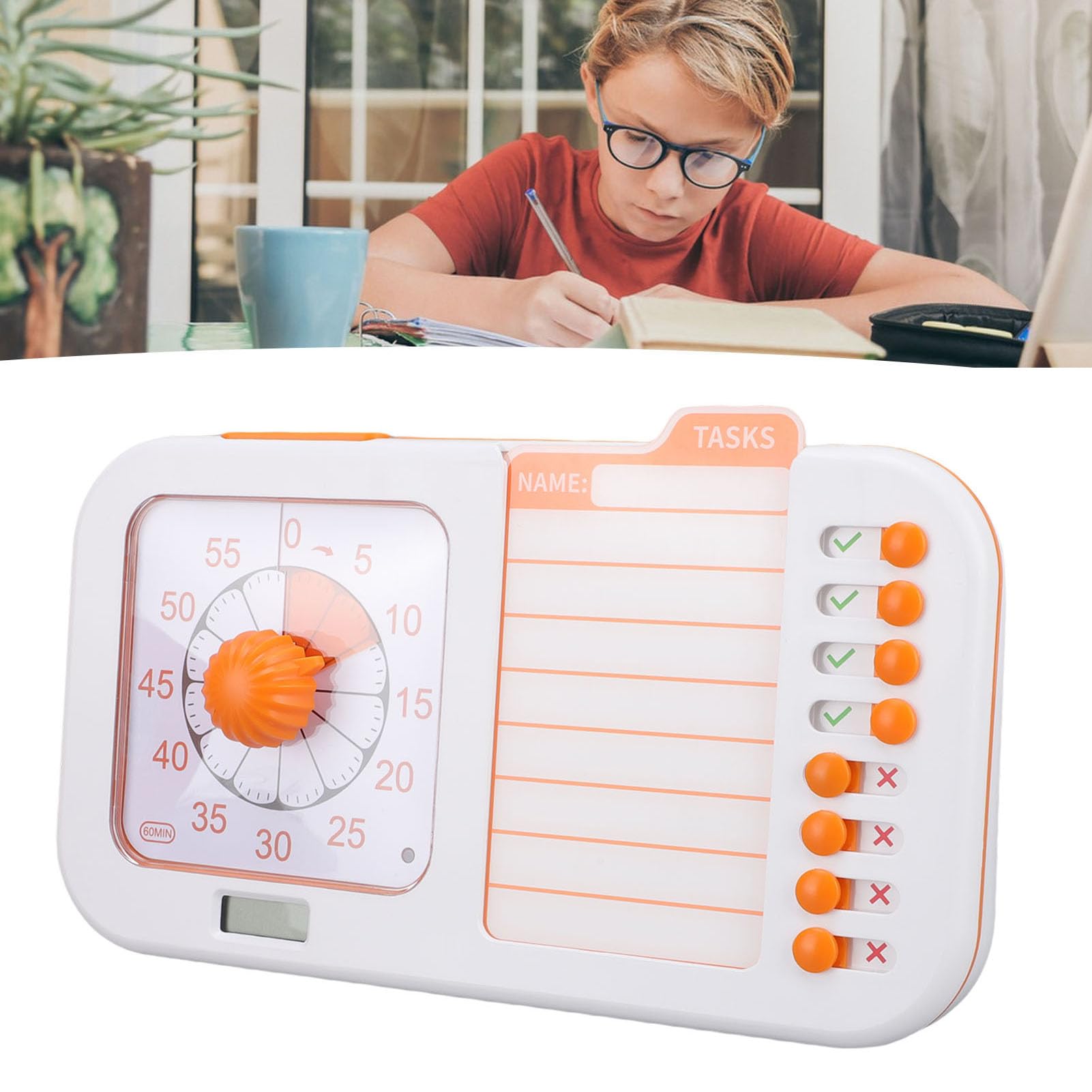 Drfeify Temporizador Visual, Herramienta de Gestión del Tiempo con Reloj de Cuenta Regresiva, Funcionamiento Silencioso, Ideal para Uso en el Aula y en el Hogar