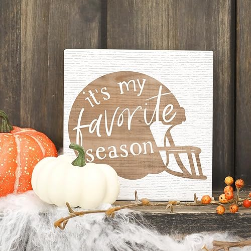 Miniatura 5 de Simply Said, INC Small Talk Squares - Decoración de fútbol, casco de temporada favorita, letrero de fútbol de madera de 5.25 x 5.25 pulgadas, STS1903