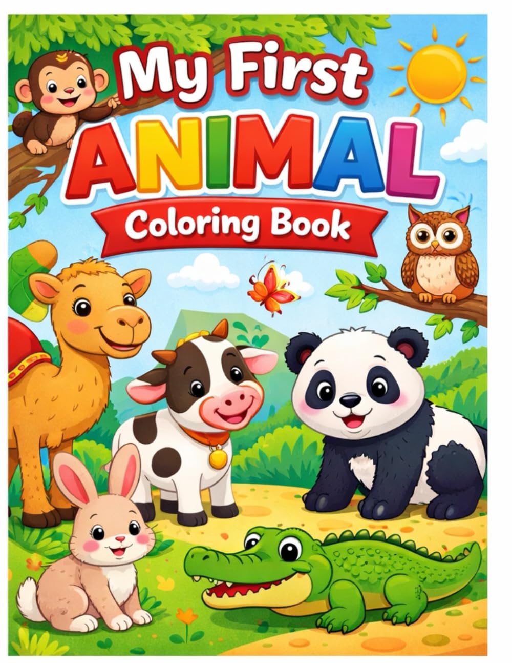 Cute Animals Coloring Book for Kids: Easy and Fun Animal Coloring Book for Kids Ages 3–6 | Big Simple Pictures for Toddlers, Preschool and Kindergarten