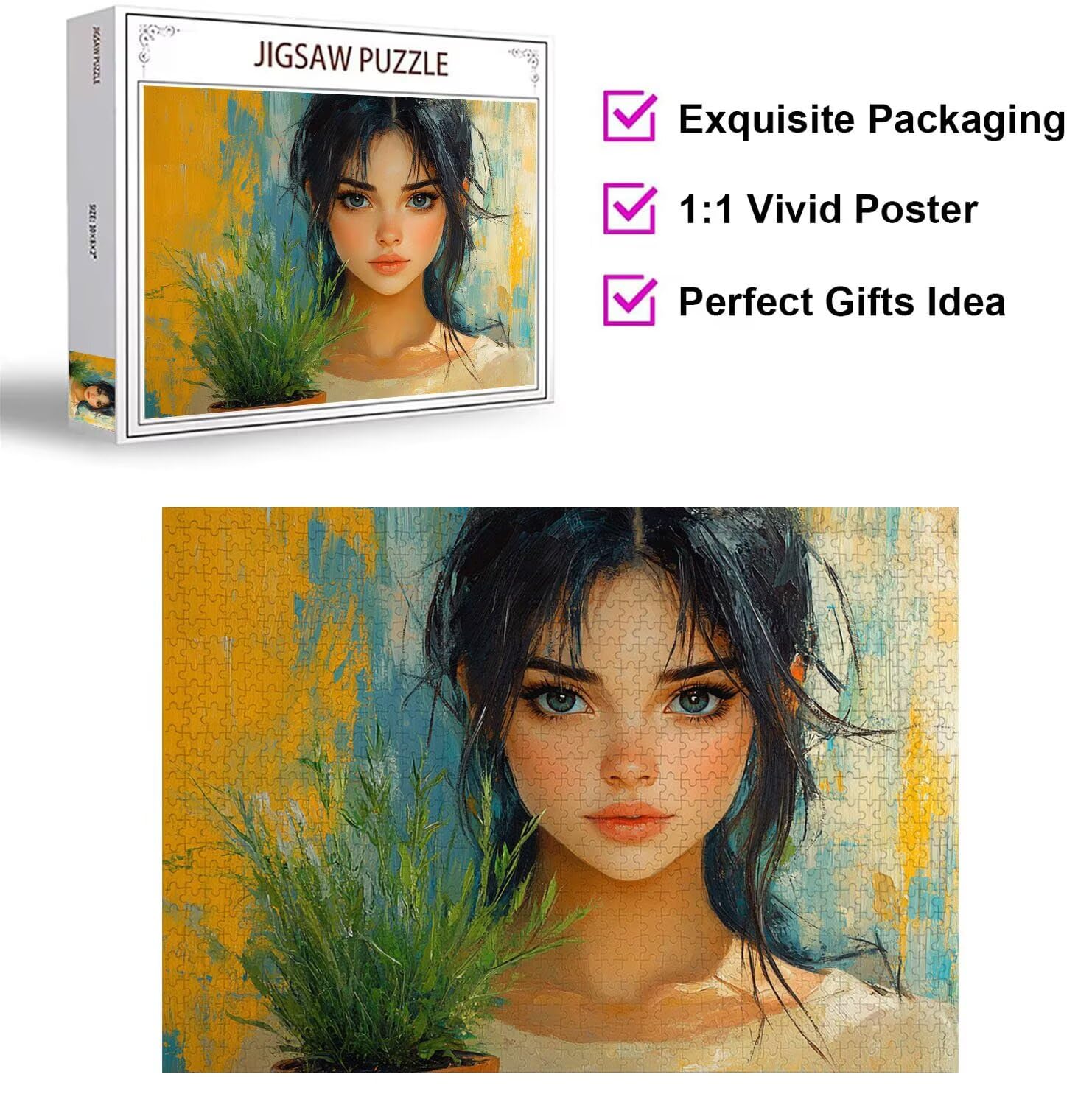 Puzzle 2000 Teile Mädchen Herausforderndes Klassische Puzzles, n-646 | Familienpuzzles, Entspannung Aktivitäten, Schwieriges Kunst Puzzle Topfpflanzen, Impossible Herausforderndes, Frauen Geschenk
