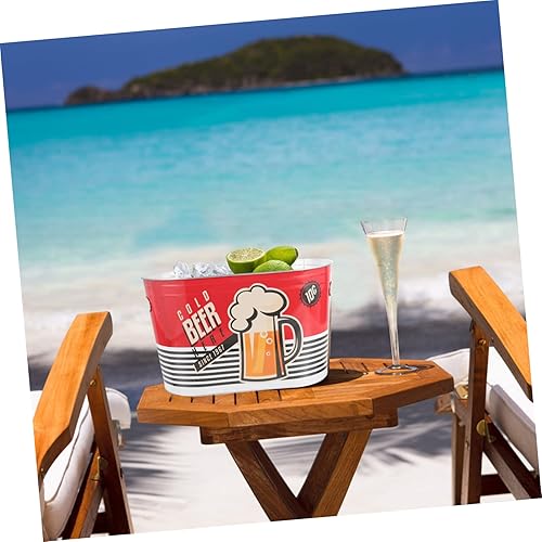 Miniatura 7 de Housoutil Cubo de hielo de cerveza al aire libre Bbq Champagne Ice Bucket Iron Handle