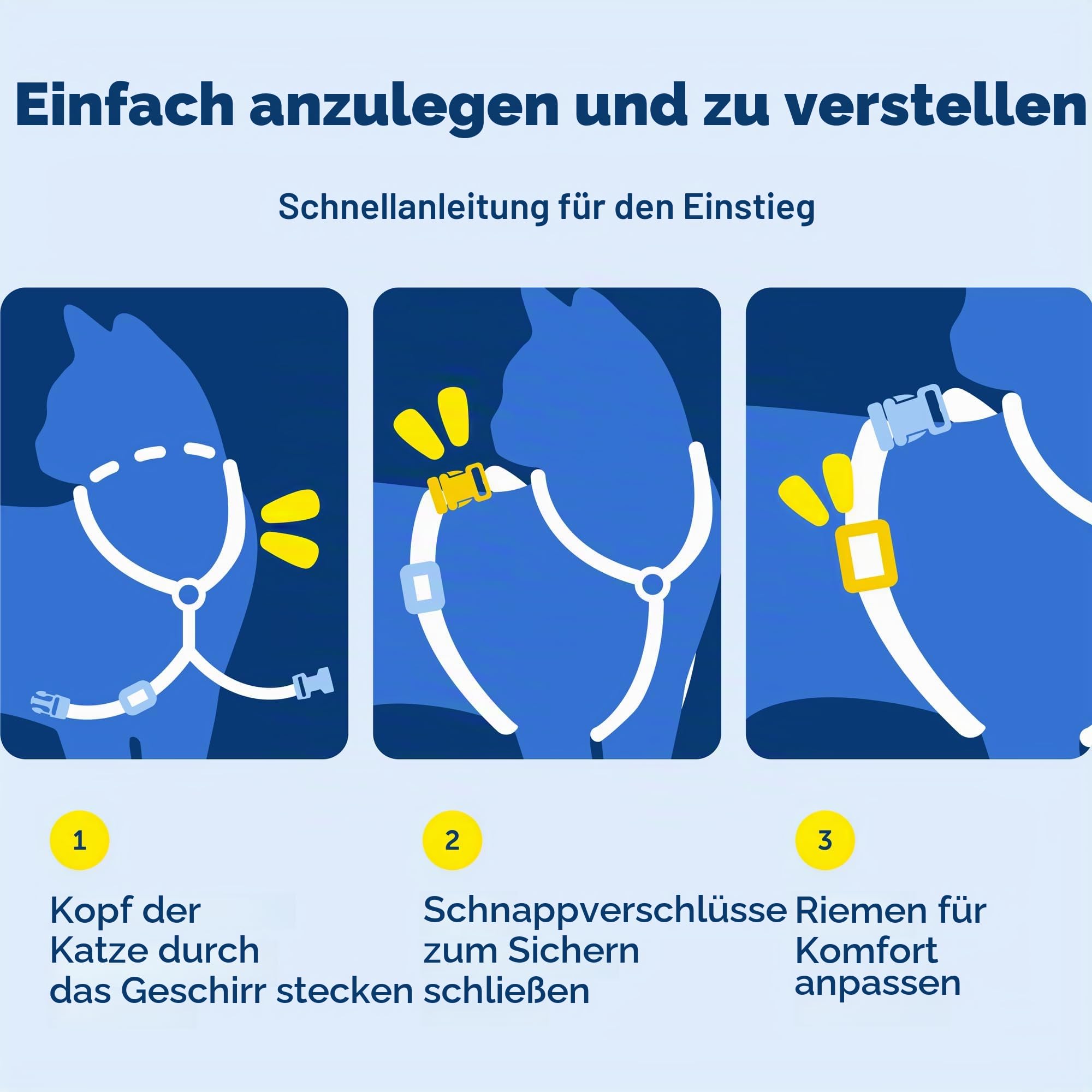 PetSafe Come with Me Kitty Geschirr und Bungee-Leine, Geschirr für Katzen, Größe S, Schwarz/Silber