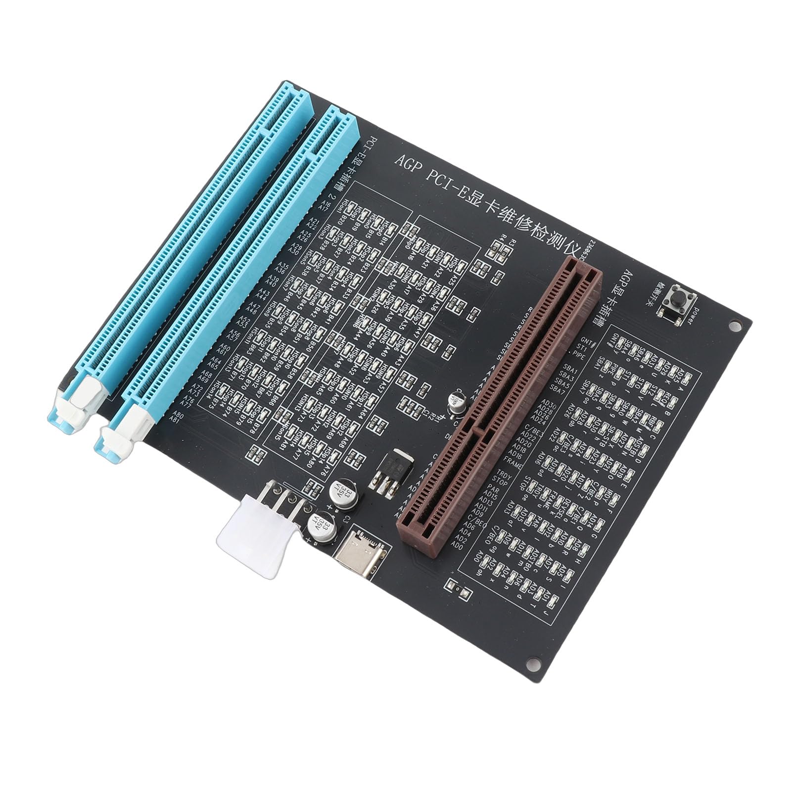 SIXRUN Tester GPU Tester per Schede Grafiche PCI AGP a Doppio Scopo con Indicatore Luminoso e Ingresso Alimentazione 12 V per Diagnosi Rapida dei Guasti, Test e Riparazione del Bus Dati