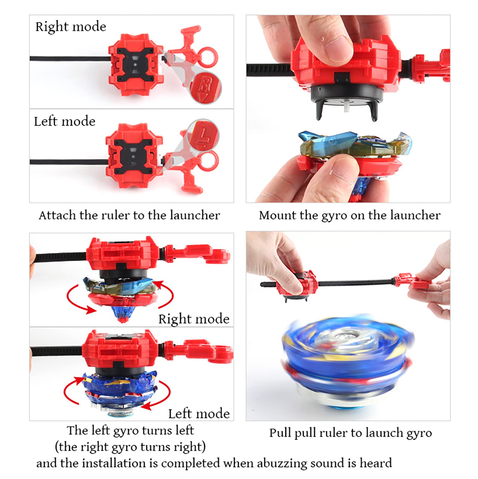 Toupie avec Lanceur kit, 4D Metal Fusion Arene, Adapté Cadeaux Noël, Anniversaire - 8 X Battle Tops + Battle Top Lanceur CW