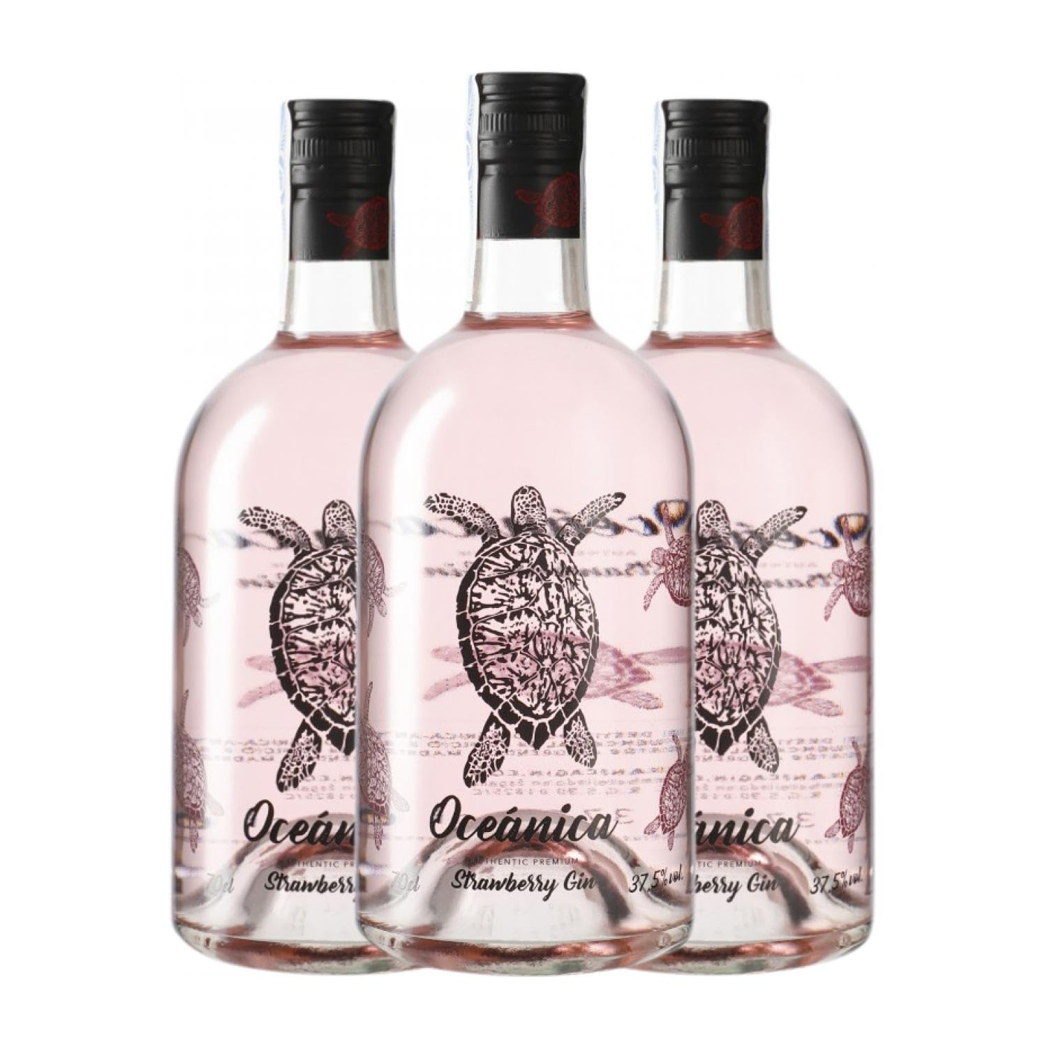 Ginebra Oceánica Strawberry Gin 70 cl (Caja de 3 Botellas de 70 cl)