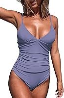 Vista 34 de CUPSHE - Traje de baño de una pieza para mujer, con control de abdomen, cuello en V