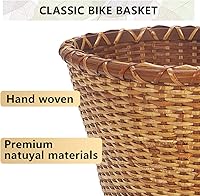 Vista 4 de Cesta de bicicleta – Manillar tejido de caña para almacenamiento de bicicletas con correas de cuero ajustables y hebillas para niños y adultos
