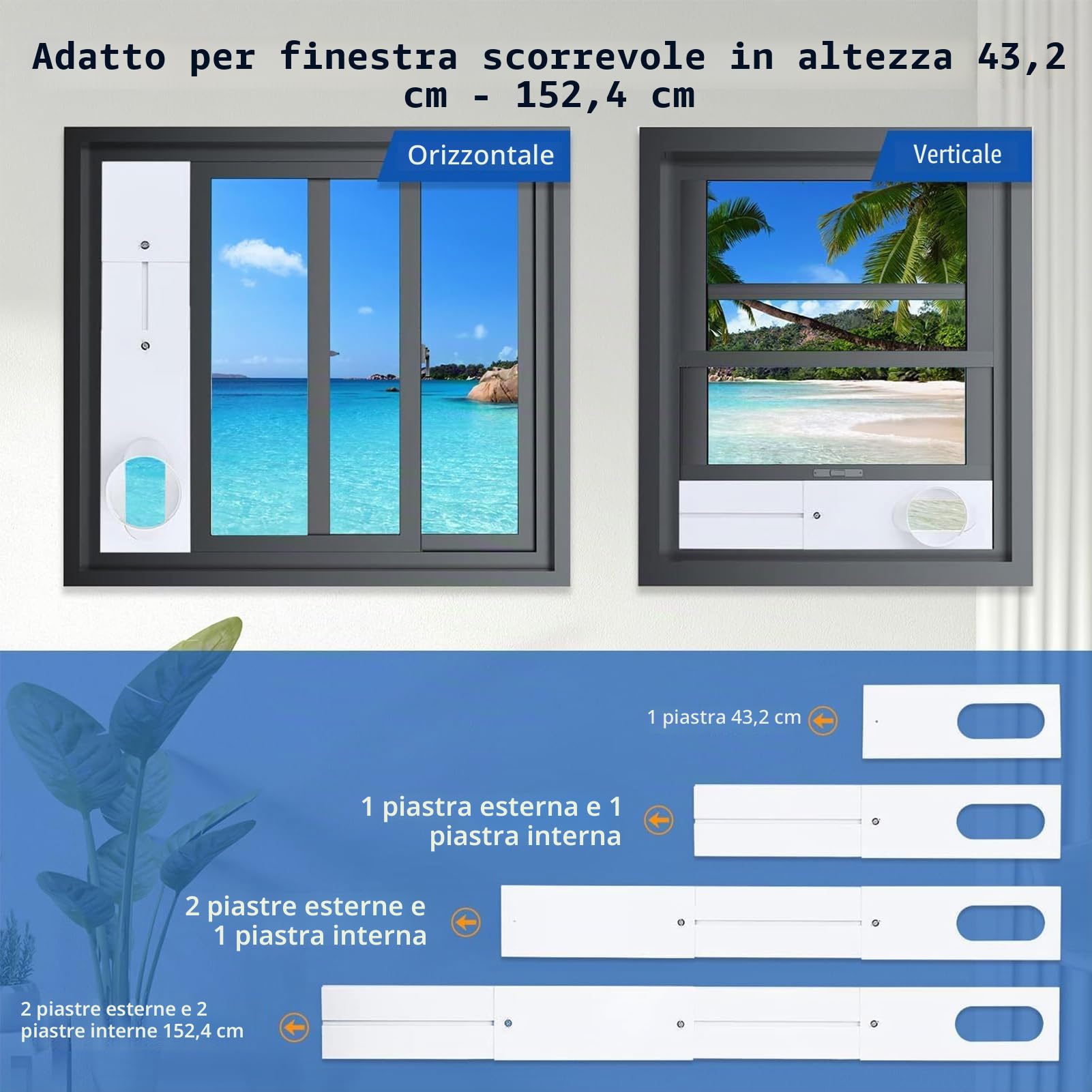 4 pezzi Condizionatore Guarnizione per Finestre,Climatizzatore Portatile Guarnizione,Kit di Tenuta Universale per Aria Condizionata Portatile,Guarnizione per Finestra con Kit Adattatore per Finestra