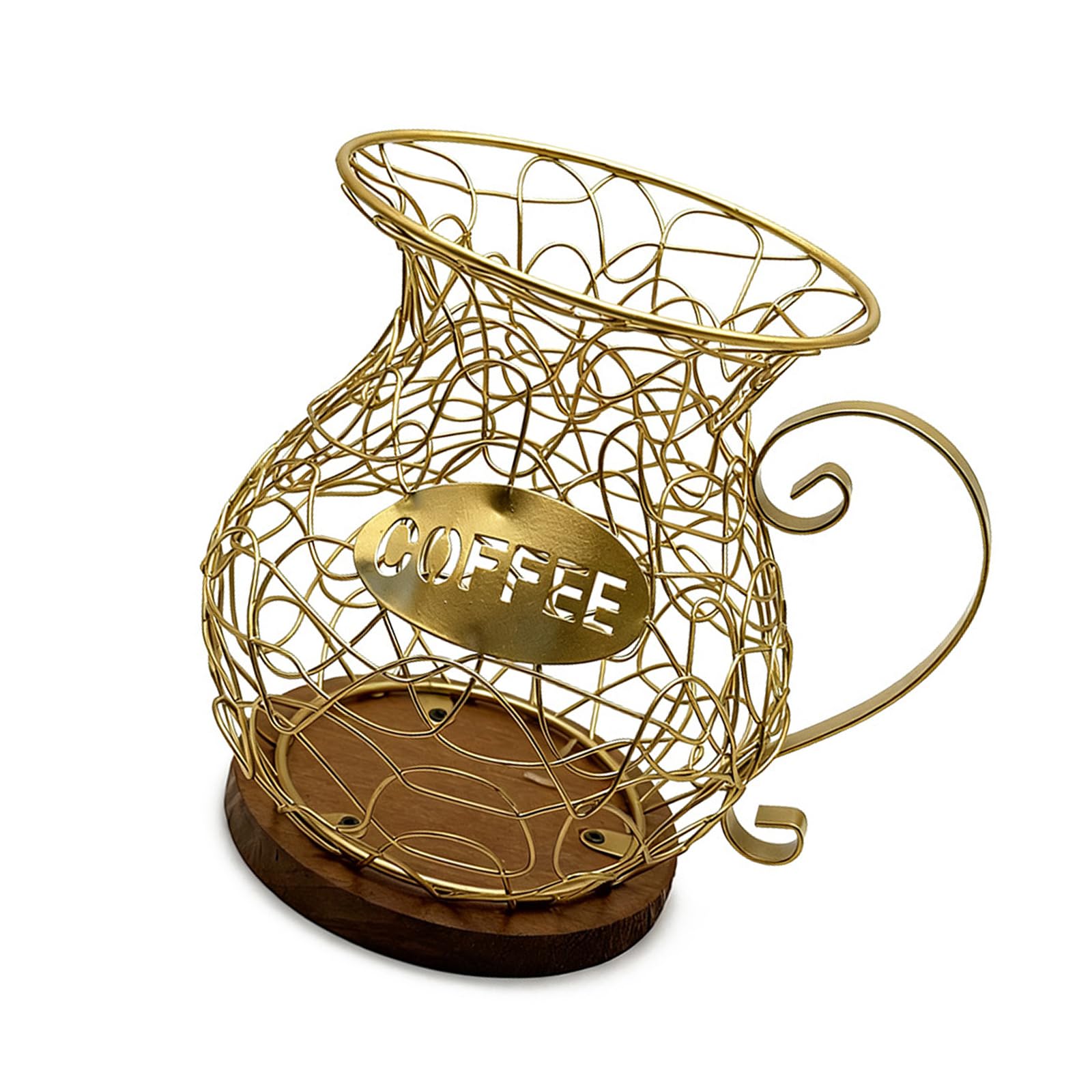 Buxuaaaa Gold Practical Coffee Storage Basket Large Capacity Coffee Pods Organiser Espresso Pods Dispense For Kitchen Countertop Modern Storage Basket