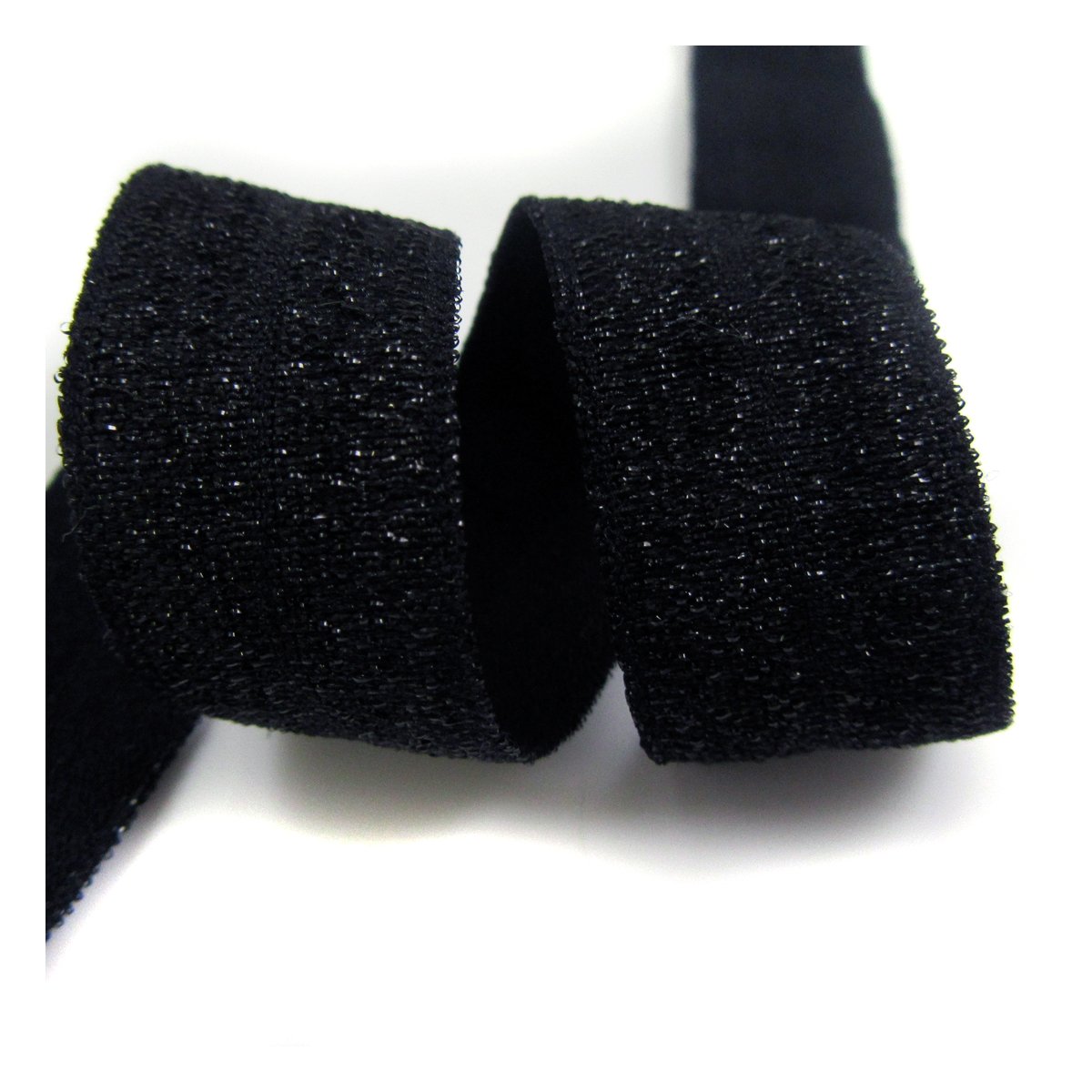 BEADS4CRAFTS 16mm GLITTER FOLD OVER ELASTIC *12 COLOURS* CRAFTS TRIMS DANCE COSTUME SPARKLE (Black H3922, 5 Metres)