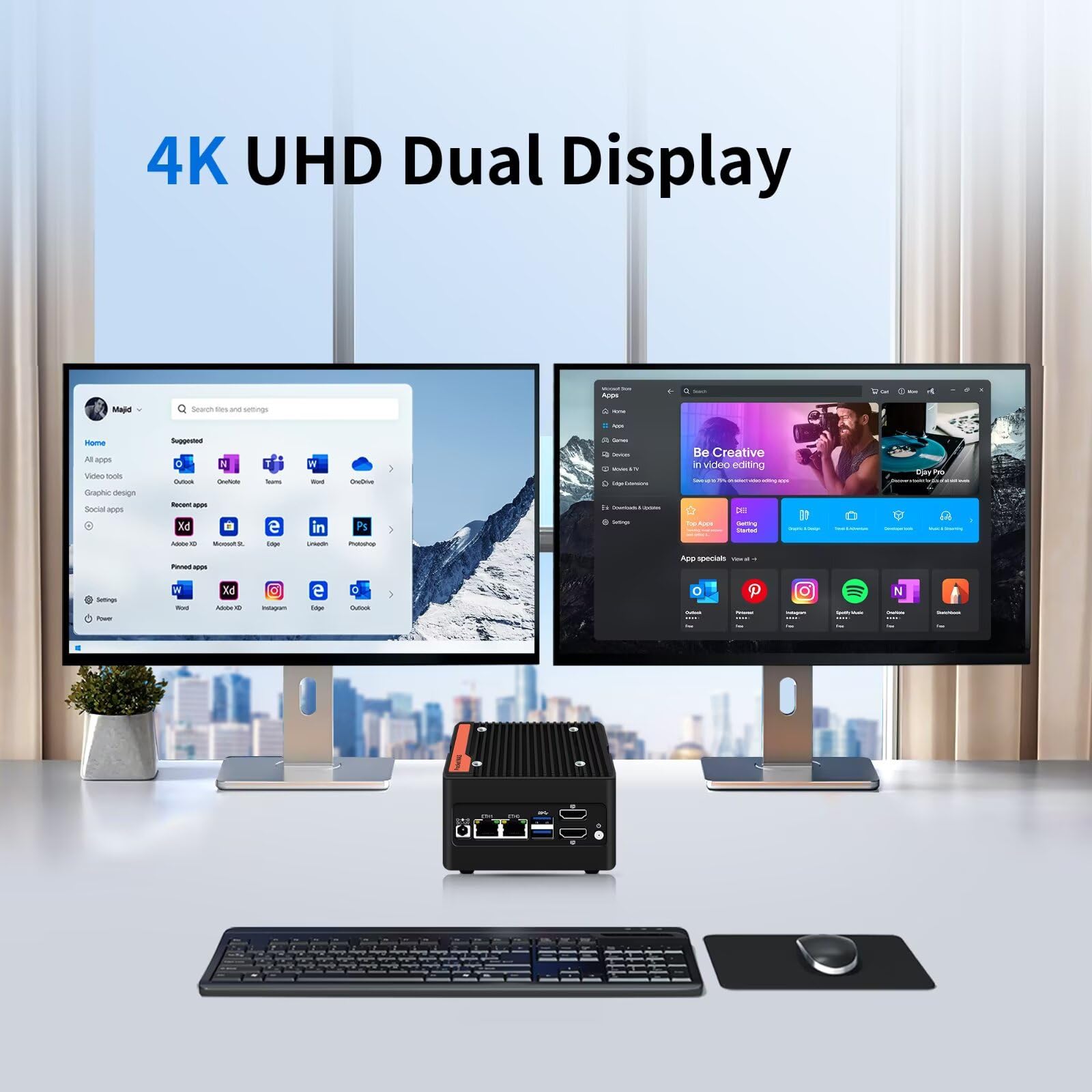 Mini PC X86-P6 N355 (Upgraded N305), Pocket NAS 4 Bay with DDR5 Max 48G Micro Computer, 2X i226V 2.5Gbe Firewall, 2 x USB 3.2 10Gbps Port, Barebone