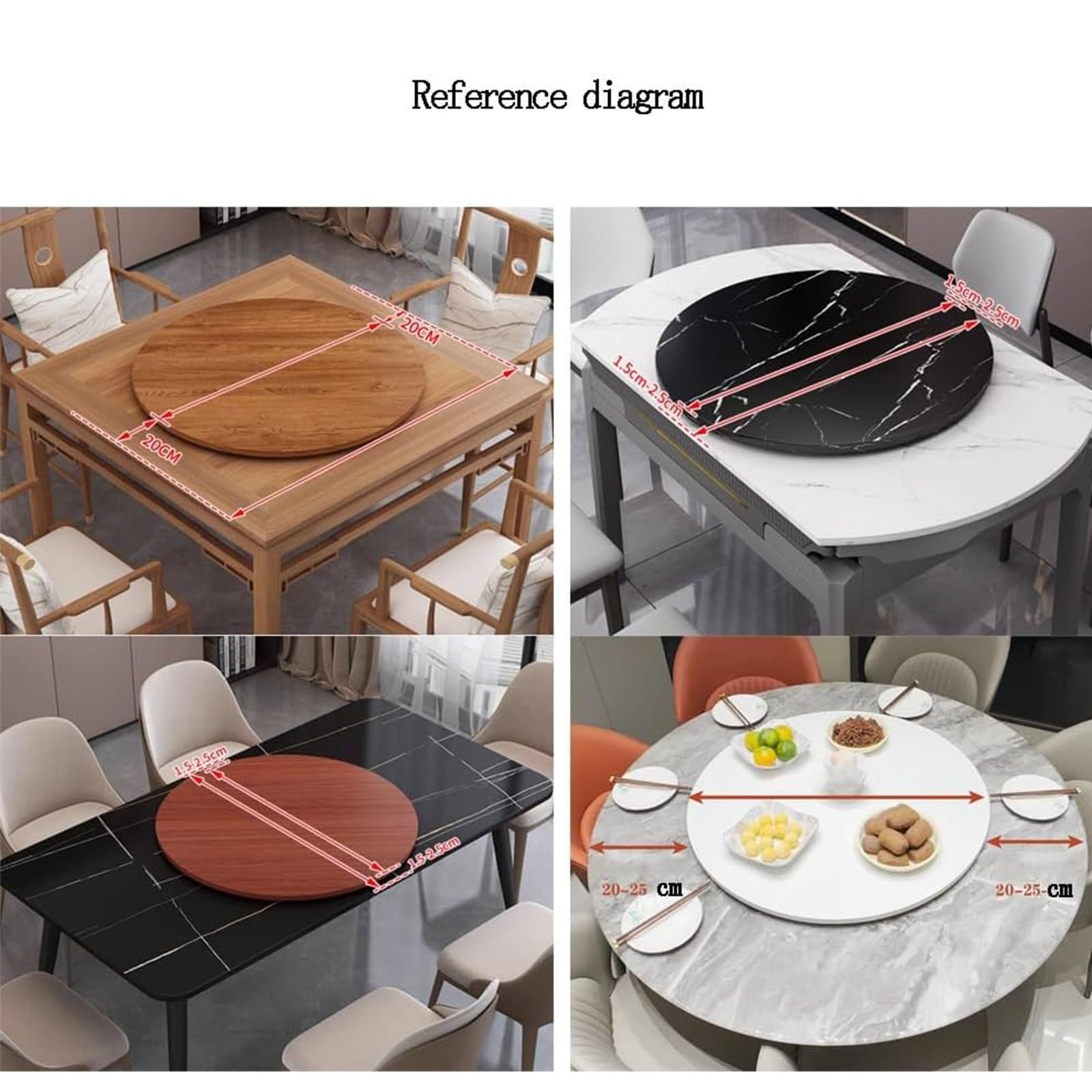 Drewniany gramofon 50 cm, obrotowy talerz do serwowania z litego drewna, okrągły blat stołu do jadalni, białe wykończenie, idealny do rozrywki i serwowania