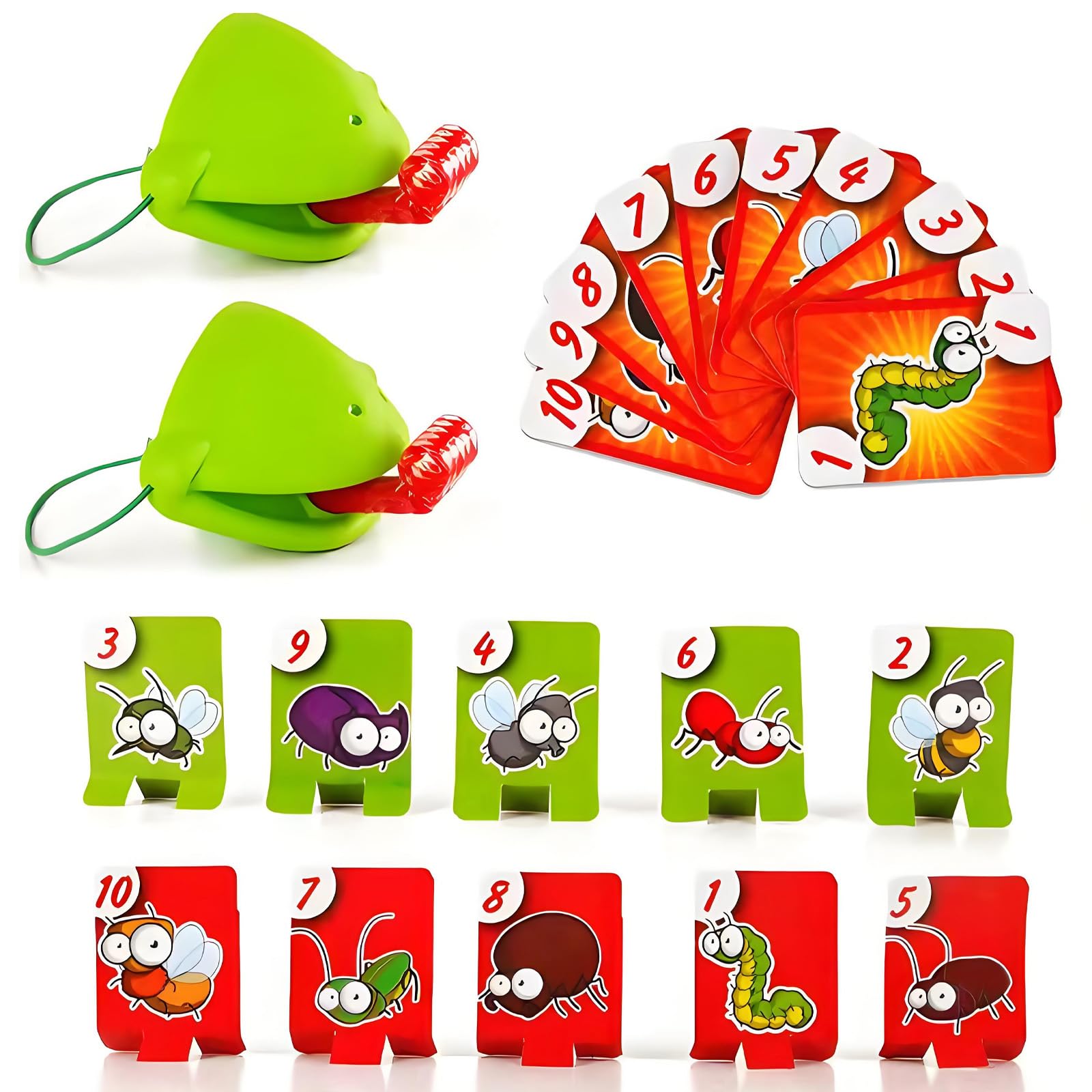 2 Pcs Frog Tongue Board Game, Frog Mask with Blow-Up Tongue, Frog Tongue Mask Games, Lizard Tongue Game, Frog Tongues Out Toy with Air Blower Multiplayer Party Games