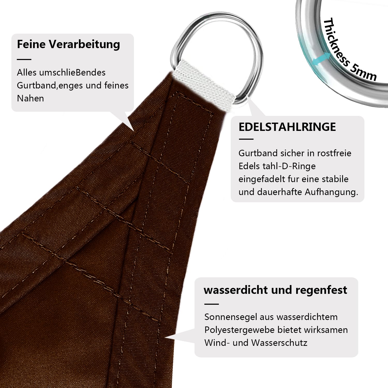 Sonnensegel Rechteckig 3,5x5m Wasserdicht Mit UV-Schutz 98% – Inkl. Seile Für Garten, Terrasse & Camping, Dunkelrot