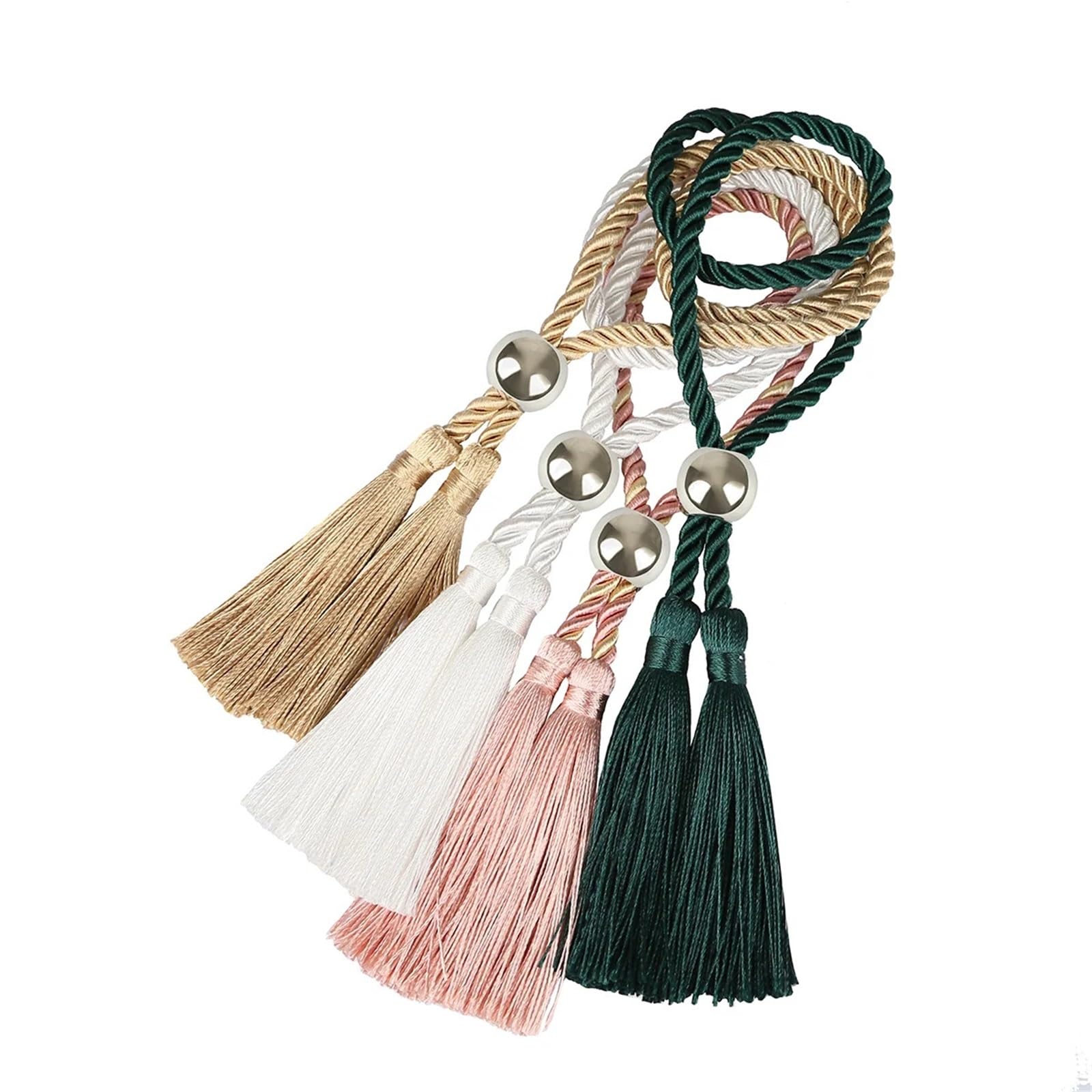 Portatovaglioli con perline, 12 pezzi, anelli portatovaglioli fatti a mano, con nappa, per riunioni di famiglia, matrimoni, feste, decorazione da tavolo, accessori (verde nerastro)