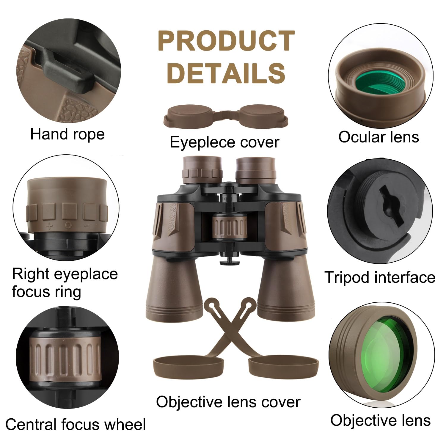 Jumelles haute puissance 20 x 50 pour adultes avec adaptateur smartphone, HD professionnel/quotidien, étanches - Jumelles compactes pour observation des oiseaux, randonnée, concert, voyage