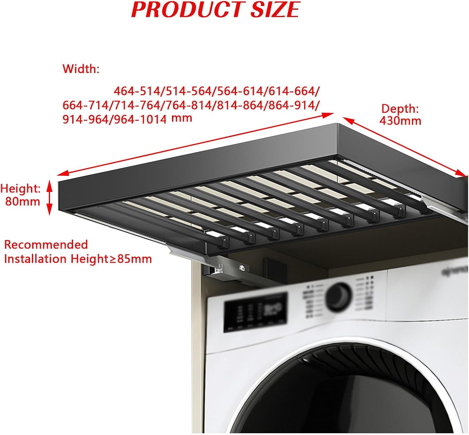 Pull-Out Trouser Rack Drawer & Invisible Drying Rack - Space-Saving Under-Cabinet Organizer, Built-in Closet Pull-Out Basket for Washing Machine (564-614mm)